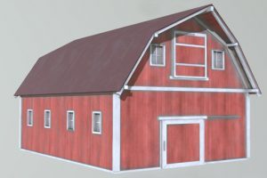 木质红房子模型